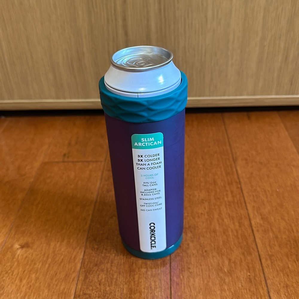 Corkcicle slim Artican can cooler in Dragonfly color.  New with tags.